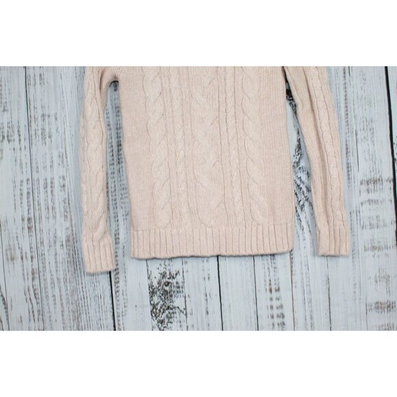 LL Bean Double L Cable Sweater Zip Cardigan Peach Size XS - Picture 6 of 10